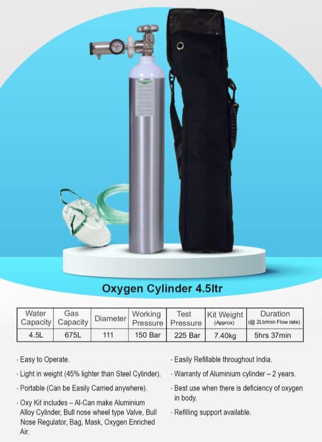 Aluminium Oxygen Cylinder Kit
